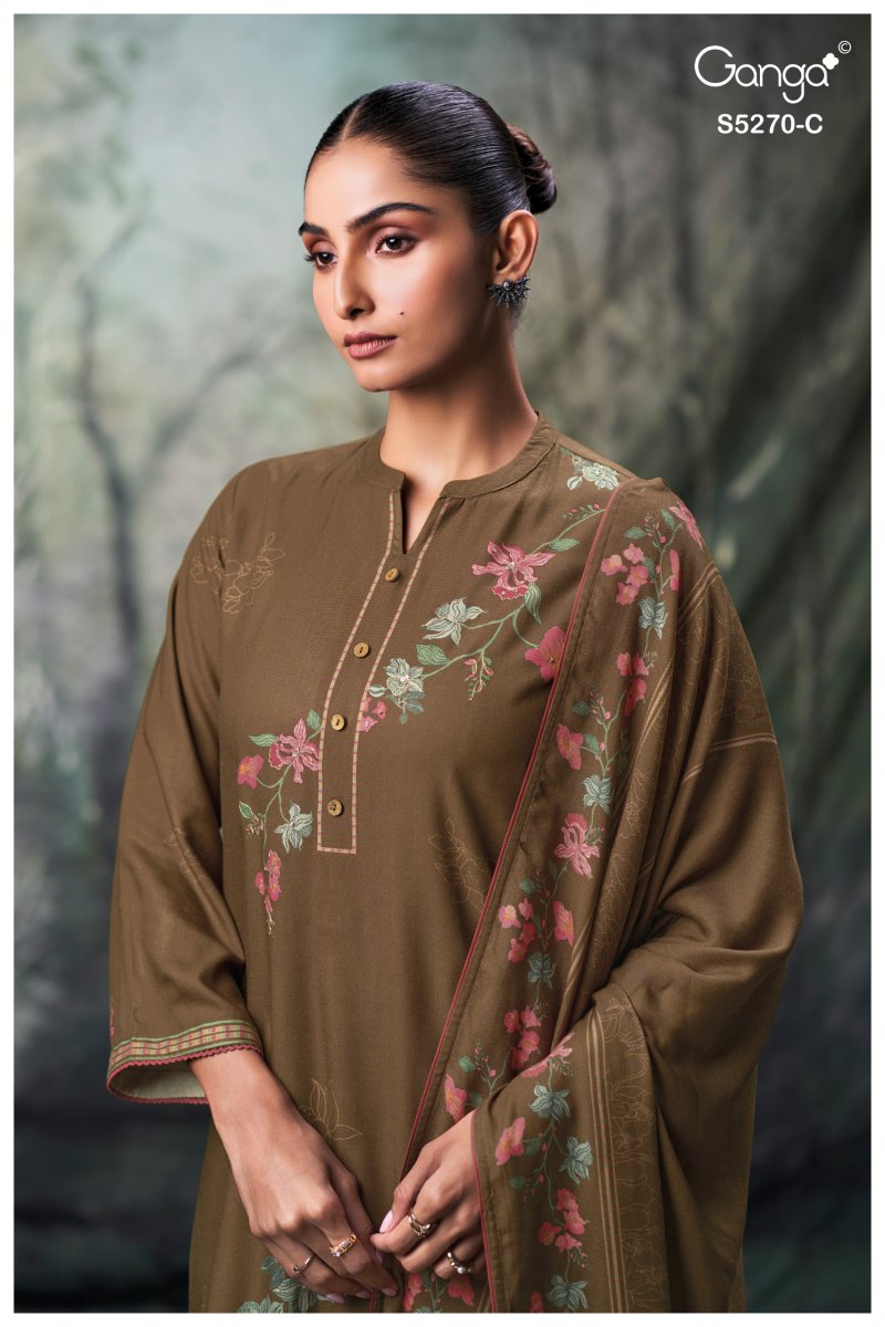Yutisha 5270 By Ganga Wool Pashmina Dress Material